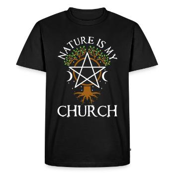 La nature est mon église - T-shirt Premium bio Homme - noir - Devant - Nico (187cm)