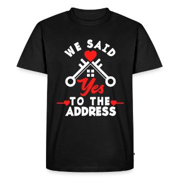Cadeau d’achat de maison de propriétaire - T-shirt Premium bio Homme - noir - Devant - Nico (187cm)