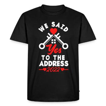 Cadeau d’achat de maison de propriétaire - T-shirt Premium bio Homme - noir - Devant - Nico (187cm)