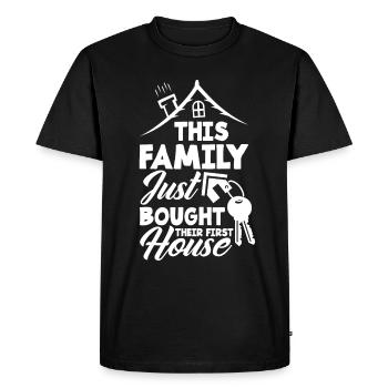 Cadeau d’achat de maison de propriétaire - T-shirt Premium bio Homme - noir - Devant - Nico (187cm)