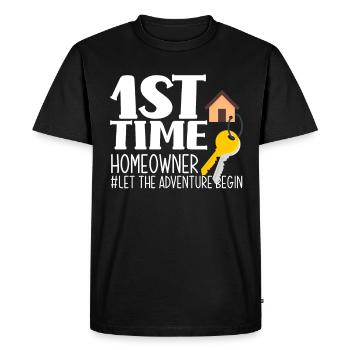 Cadeau d’achat de maison de propriétaire - T-shirt Premium bio Homme - noir - Devant - Nico (187cm)