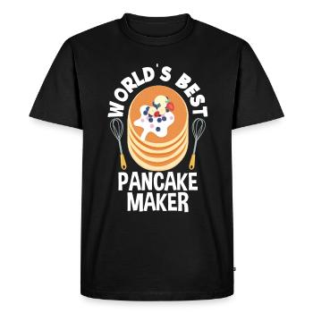 Funny Pancake Pancakes Gift - Men's Premium Organic T-Shirt - black - Front - Nico (187cm)