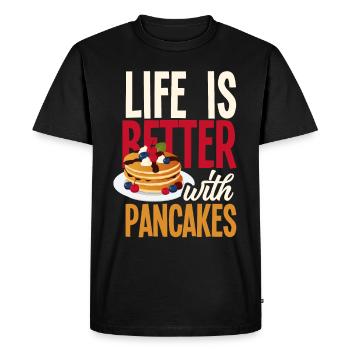 Funny Pancake Pancakes Gift - Men's Premium Organic T-Shirt - black - Front - Nico (187cm)