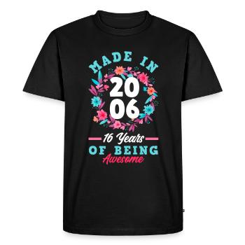 Fille du 16e anniversaire née en 2006 - T-shirt Premium bio Homme - noir - Devant - Nico (187cm)