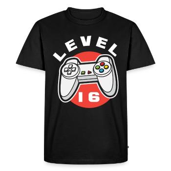 16ème anniversaire Garçons Gaming Gamer Niveau 16 - T-shirt Premium bio Homme - noir - Devant - Nico (187cm)