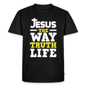 Jésus-Christ Christ Religion Religieux - T-shirt Premium bio Homme - noir - Devant - Nico (187cm)