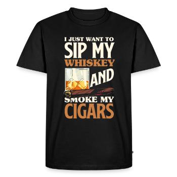 Cigare Fumeur Papa Cigares Smoking Cadeau - T-shirt Premium bio Homme - noir - Devant - Nico (187cm)