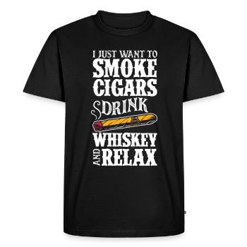 Cigares et whisky Cigar Smoker Gift - T-shirt Premium bio Homme - noir - Devant - Nico (187cm)