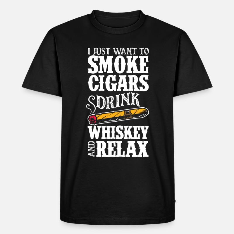 Zigarren Und Whiskey Zigarrenraucher Geschenk - Männer Premium Bio T-Shirt - Schwarz