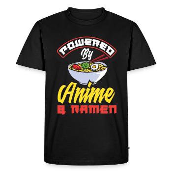 Powered By Anime & Ramen Funny Ramen Anime - Men's Premium Organic T-Shirt - black - Front - Nico (187cm)