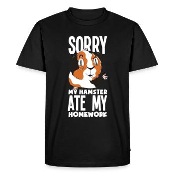 My hamster ate my homework - Men's Premium Organic T-Shirt - black - Front - Nico (187cm)