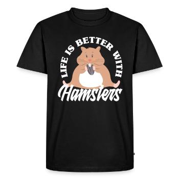 Funny Hamster Gift - Men's Premium Organic T-Shirt - black - Front - Nico (187cm)