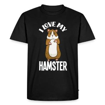 I love my hamster - Men's Premium Organic T-Shirt - black - Front - Nico (187cm)
