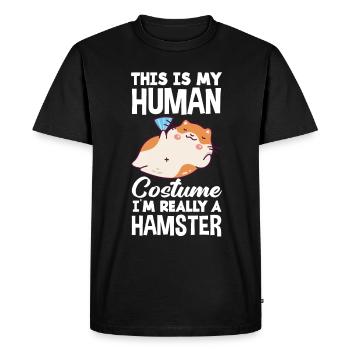 Funny Hamster Gift - Men's Premium Organic T-Shirt - black - Front - Nico (187cm)