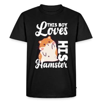 This boy loves his hamster - Men's Premium Organic T-Shirt - black - Front - Nico (187cm)