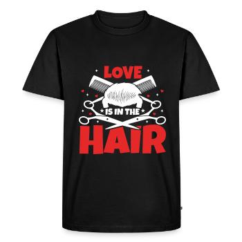 L’amour est dans les cheveux - T-shirt Premium bio Homme - noir - Devant - Nico (187cm)