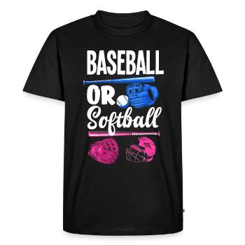 Le genre rose ou bleu révèle la fête de bébé - T-shirt Premium bio Homme - noir - Devant - Nico (187cm)