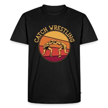Catch Catch Lutteur Combat Grappling Rétro - T-shirt Premium bio Homme - noir - Devant - Nico (187cm)
