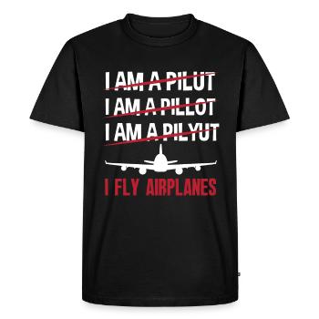 Airplane Aviation Pilot Funny Pilot Gift - Men's Premium Organic T-Shirt - black - Front - Nico (187cm)