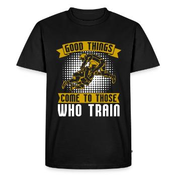 Catch Wrestling Bonnes choses Viennent Lutteur Combat - T-shirt Premium bio Homme - noir - Devant - Nico (187cm)