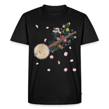 Banjo Flowers Country Music Flowery - Men's Premium Organic T-Shirt - black - Front - Nico (187cm)