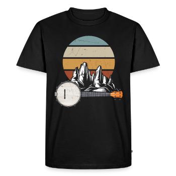 Retro Banjo Mountain Lovers Musique Country - T-shirt Premium bio Homme - noir - Devant - Nico (187cm)
