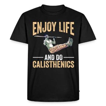 Calisthenics Body Weight Strength Training - Men's Premium Organic T-Shirt - black - Front - Nico (187cm)