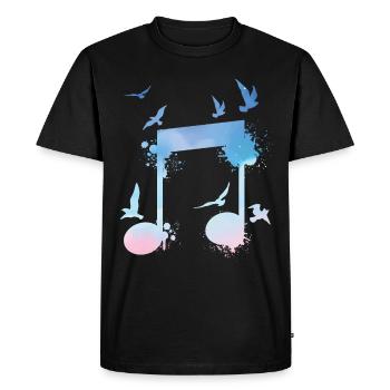 Colorful Musical Note Birds Musician - Men's Premium Organic T-Shirt - black - Front - Nico (187cm)