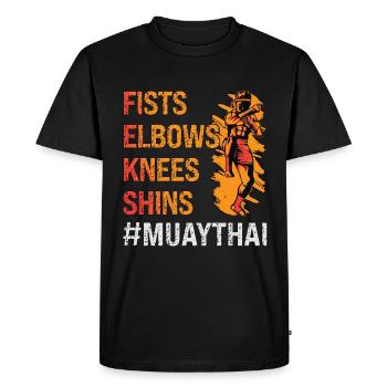 Muay Thai Fists Elbows Knees Shins Fighter Boxing - Men's Premium Organic T-Shirt - black - Front - Nico (187cm)