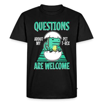 Posez-moi des questions sur mon trex - T-shirt Premium bio Homme - noir - Devant - Nico (187cm)