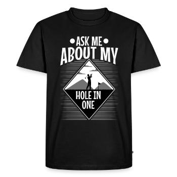 Ask me about my hole in one - Men's Premium Organic T-Shirt - black - Front - Nico (187cm)