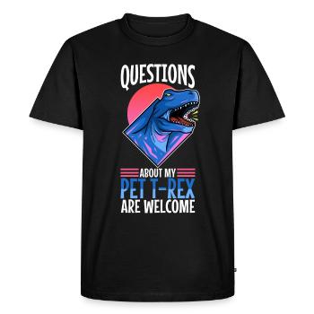 Posez-moi des questions sur mon trex - T-shirt Premium bio Homme - noir - Devant - Nico (187cm)