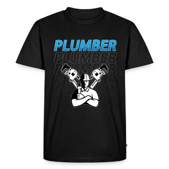 Plombier Outil Construction Plomberie Tuyauterie Plombiers - T-shirt Premium bio Homme - noir - Devant - Nico (187cm)