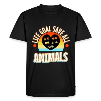 Life goal save all animals - Men's Premium Organic T-Shirt - black - Front - Nico (187cm)