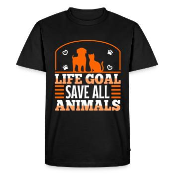 Life goal save all animals - Men's Premium Organic T-Shirt - black - Front - Nico (187cm)
