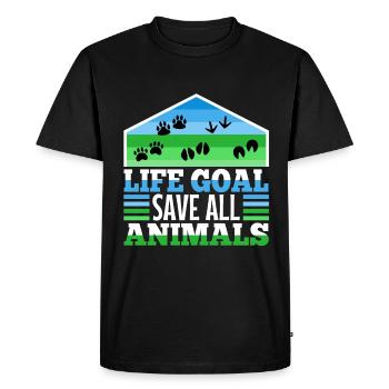 Life goal save all animals - Men's Premium Organic T-Shirt - black - Front - Nico (187cm)