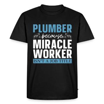 Plombier Parce que Les plombiers de plomberie Miracle Worker - T-shirt Premium bio Homme - noir - Devant - Nico (187cm)