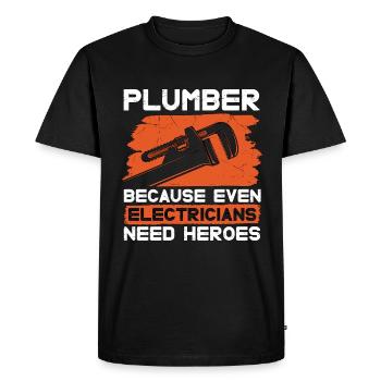 Plumber Because Even Electricians Plumbing Pipe - Men's Premium Organic T-Shirt - black - Front - Nico (187cm)