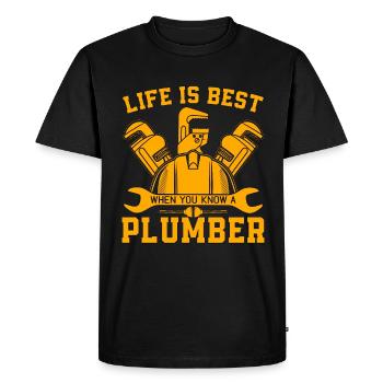 La vie de plombier est le meilleur outil Plomberie Plomberie Plombiers - T-shirt Premium bio Homme - noir - Devant - Nico (187cm)