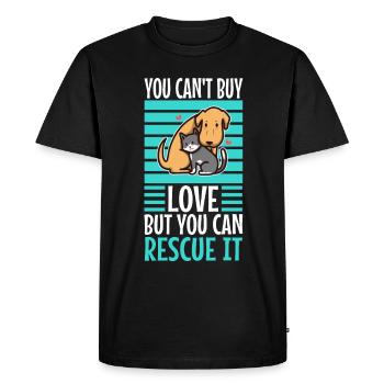 You can't buy love but you can rescue it - Men's Premium Organic T-Shirt - black - Front - Nico (187cm)