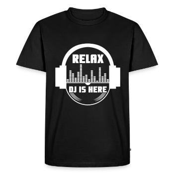 Relax the DJ is here - Men's Premium Organic T-Shirt - black - Front - Nico (187cm)