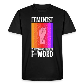 Féministe est mon deuxième mot préféré - T-shirt Premium bio Homme - noir - Devant - Nico (187cm)