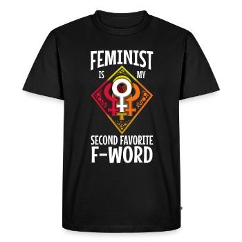 Féministe est mon deuxième mot préféré - T-shirt Premium bio Homme - noir - Devant - Nico (187cm)
