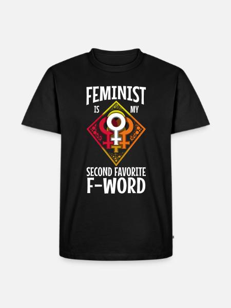 Feminist is mijn tweede favoriete f-woord - Mannen Premium Bio T-shirt - zwart