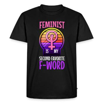 Féministe est mon deuxième mot préféré - T-shirt Premium bio Homme - noir - Devant - Nico (187cm)