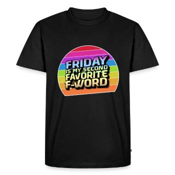 Vendredi est mon deuxième mot préféré - T-shirt Premium bio Homme - noir - Devant - Nico (187cm)