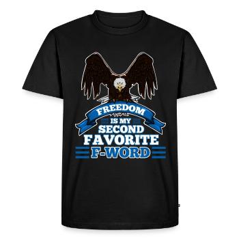 La liberté est mon deuxième mot préféré - T-shirt Premium bio Homme - noir - Devant - Nico (187cm)