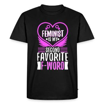 Féministe est mon deuxième mot préféré - T-shirt Premium bio Homme - noir - Devant - Nico (187cm)