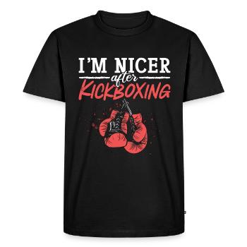 Je suis plus gentil après kickboxing Kickboxer Boxing Sport - T-shirt Premium bio Homme - noir - Devant - Nico (187cm)