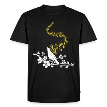 Notes de musique Oiseau chanteur mignon - T-shirt Premium bio Homme - noir - Devant - Nico (187cm)